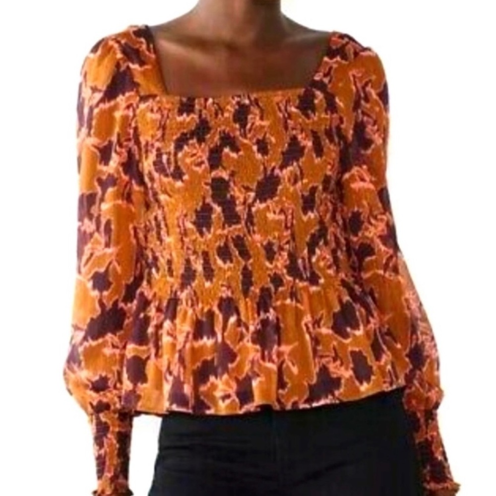 Nine West smocked peplum top
